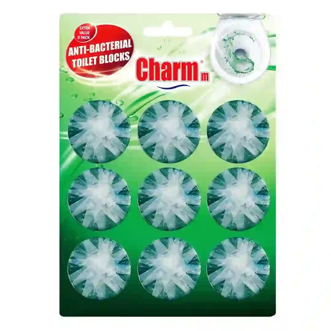 Charmm Antibacterial Toilet Block Set (Green, 9 Pc.)