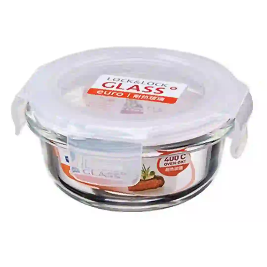Lock & Lock Boroseal Round Glass Container (18 x 8.2 cm, Clear)