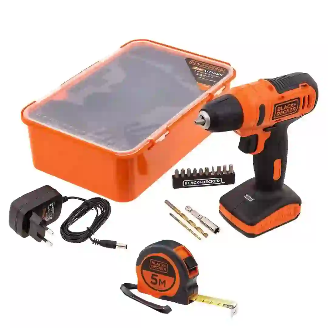 Black+Decker Cordless Drill Driver, LD12SP-IN (12 V) + Measuring Tape (5 m)