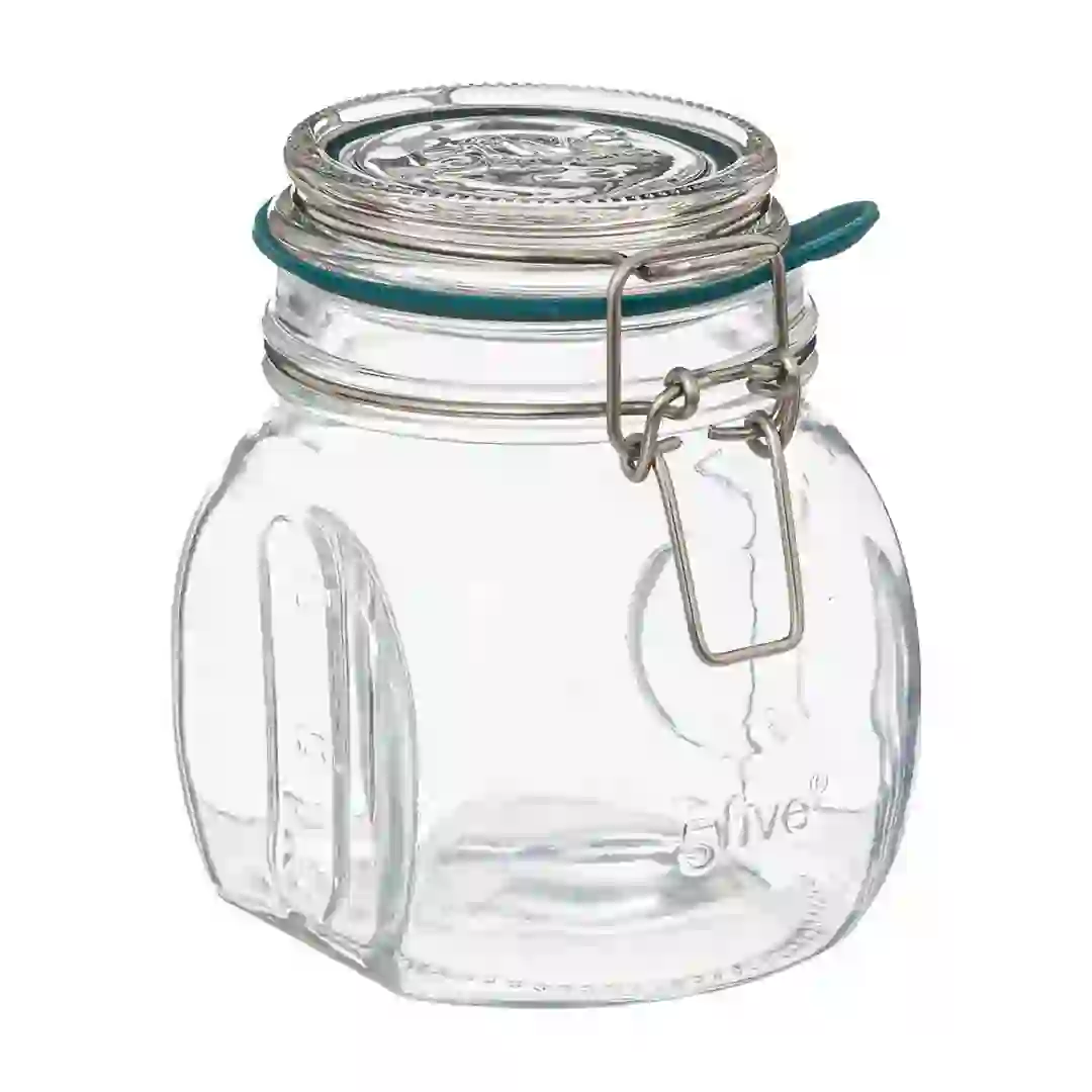 5Five Glass Food Storage Jar (500 ml, Clear)