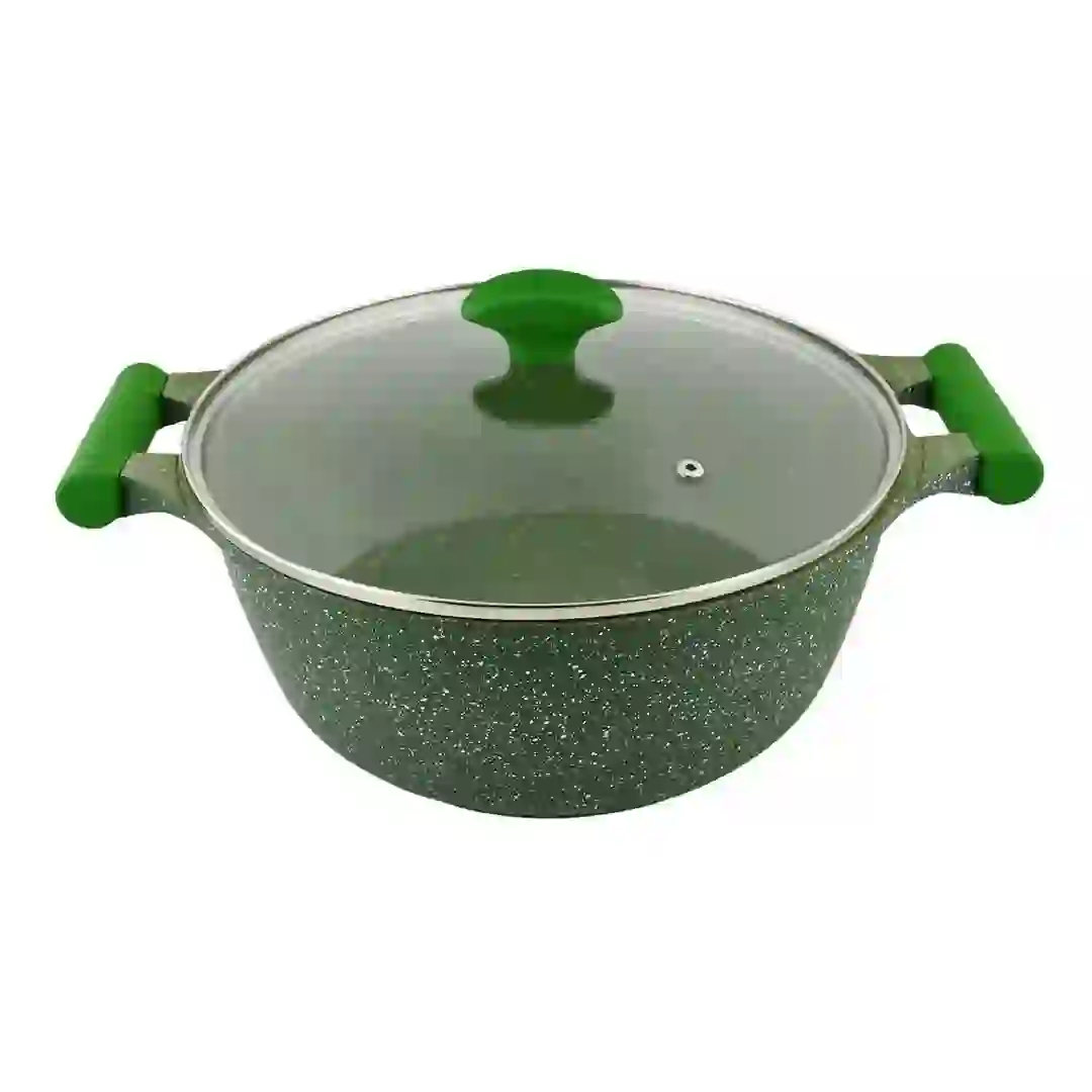 Prestige Essentials Non-Stick Granite Casserole W/Lid & Aluminum Base (28 cm, Green)
