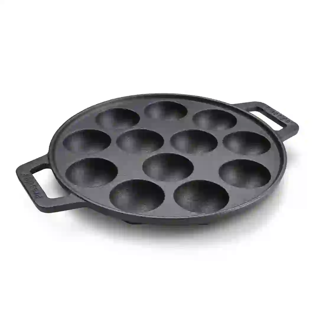 Prestige Cast Iron Appam / Kofta Pan (25 cm, Black)