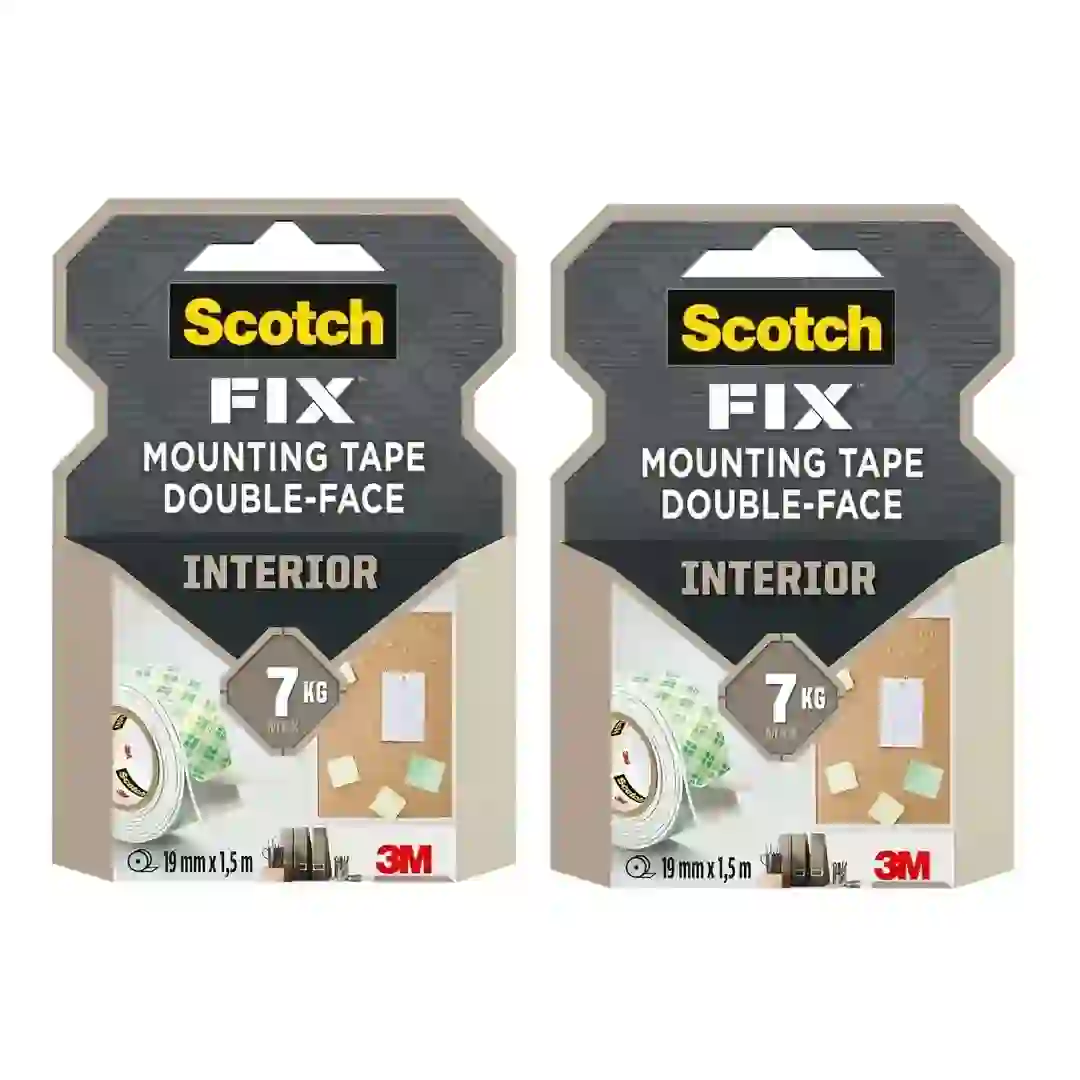 Scotch Fix Double-Face Interior Mounting Tape (19 mm x 1.5 m, Pack Of 2)
