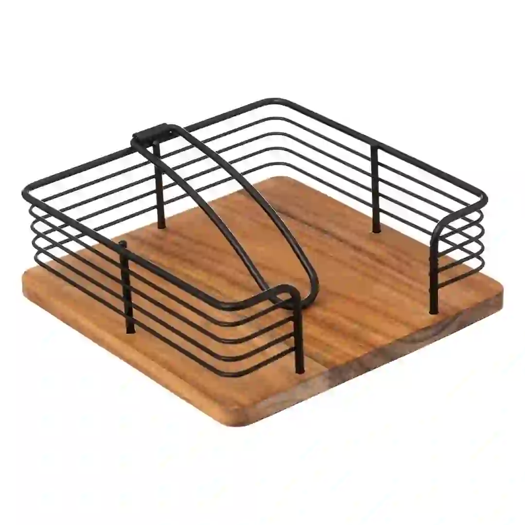 5Five Acacia Napkin Holder W/Clamp (19 x 19 x 7 cm)