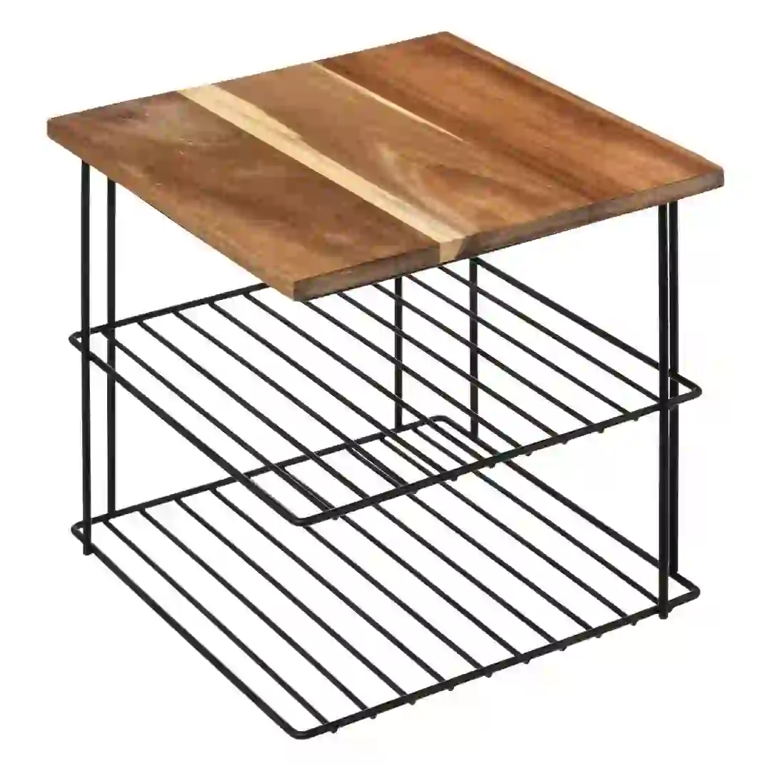 5Five 2-Tier Steel & Acacia Corner Shelf (24 x 24 x 24 cm)