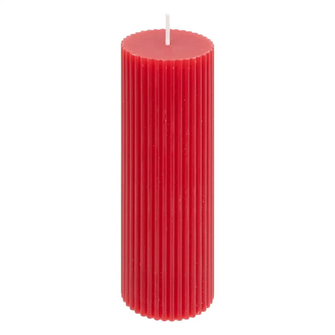 Atmosphera Demi Decorative Stripe Candle (5 x 14 cm, Red)