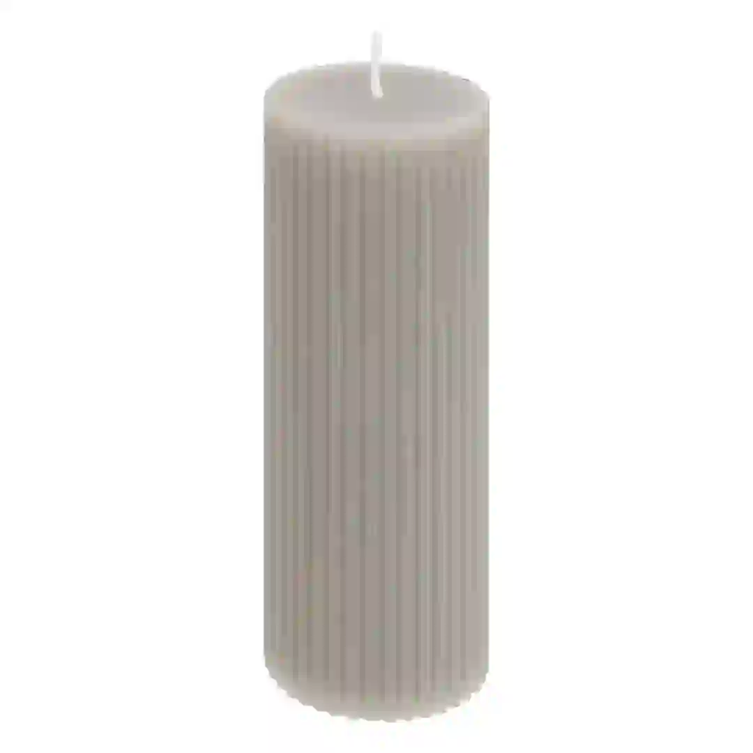 Atmosphera Demi Decorative Stripe Candle (5 x 14 cm, Light Gray)
