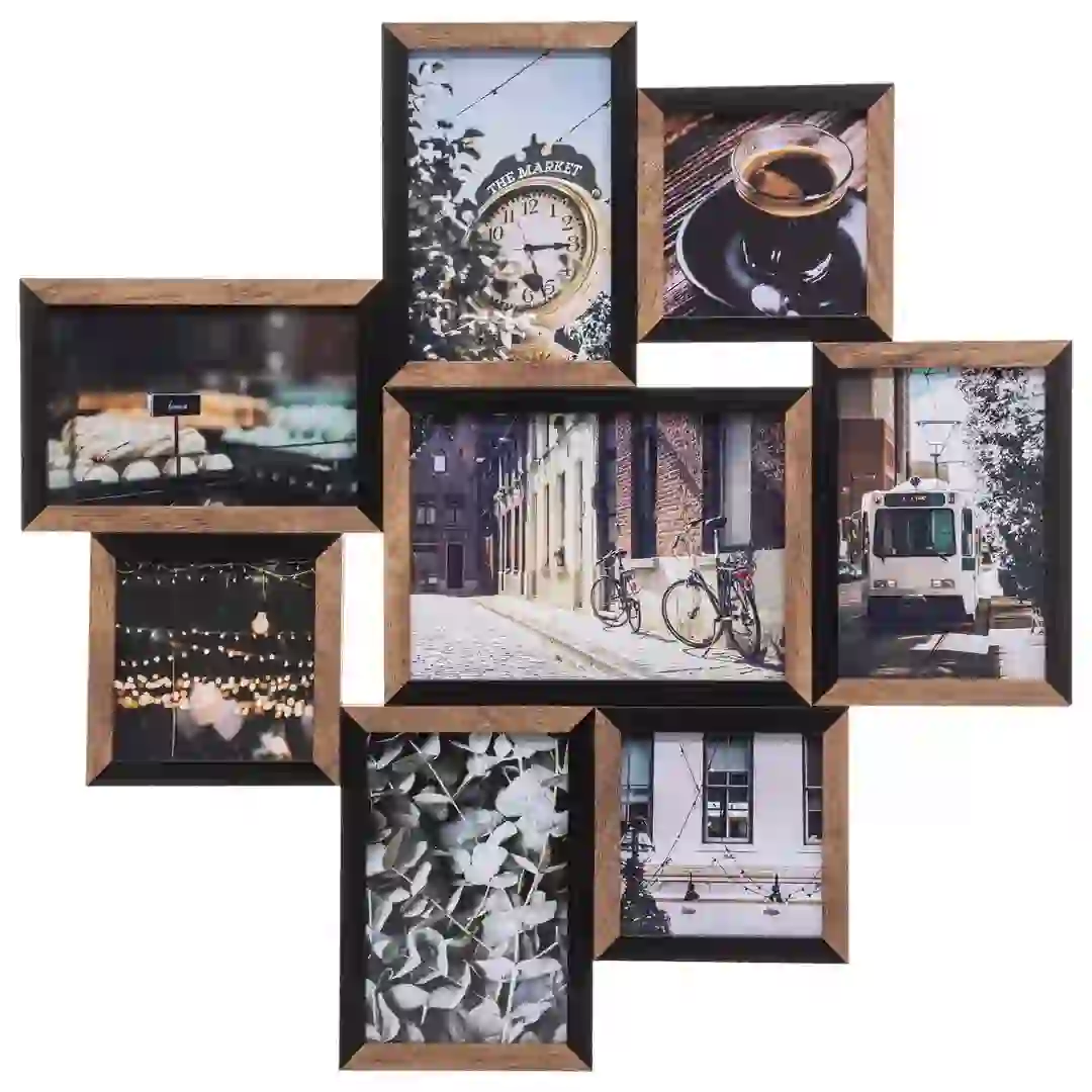 Atmosphera Arthur 8-Slot Wooden Montage Photo Frame (48.3 x 1.8 x 48.3 cm)