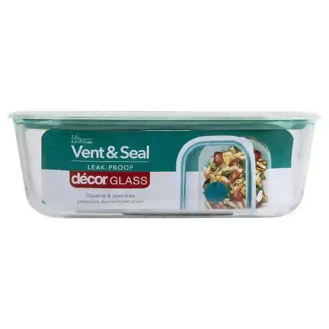 Vent & Seal Glass Food Container (1.5 L, Oblong)