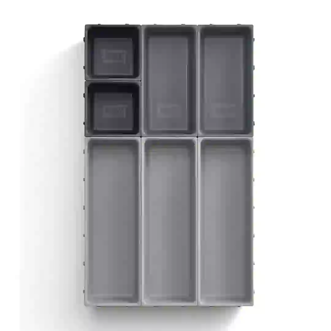 Blox Cutlery Drawer Organizer Set (Gray, 7 Pc.)