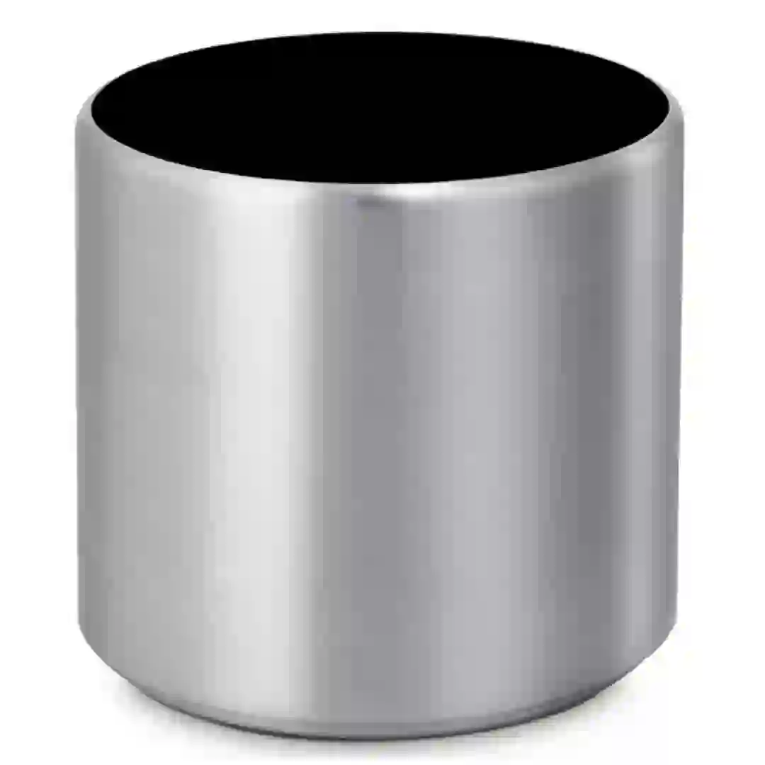 Cylindrical Aluminum Brushed Pot (8.3 x 7.6 x 7.6 cm, Silver)