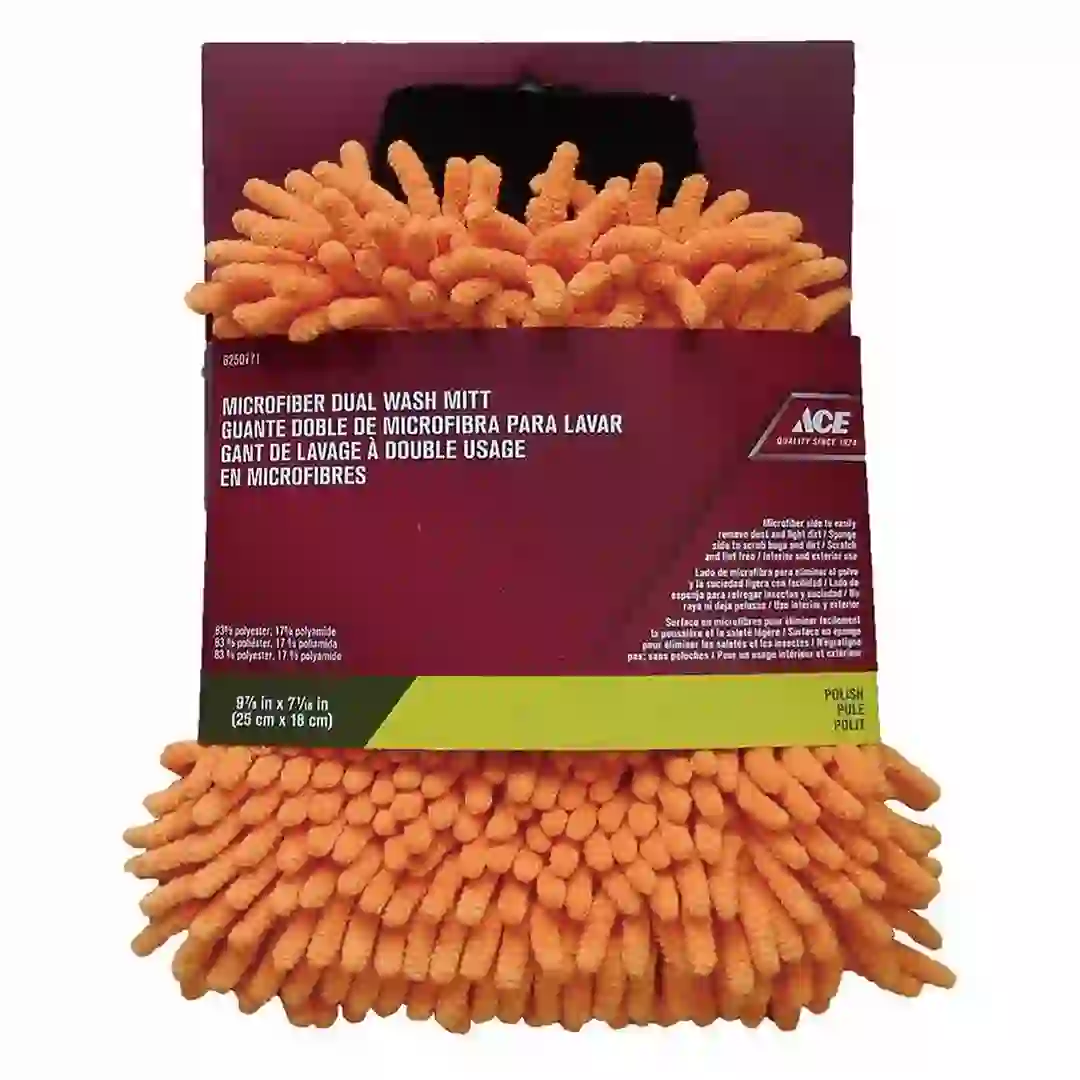 ACE Microfiber Dual Wash Mitt (25 x 18 cm, Orange)