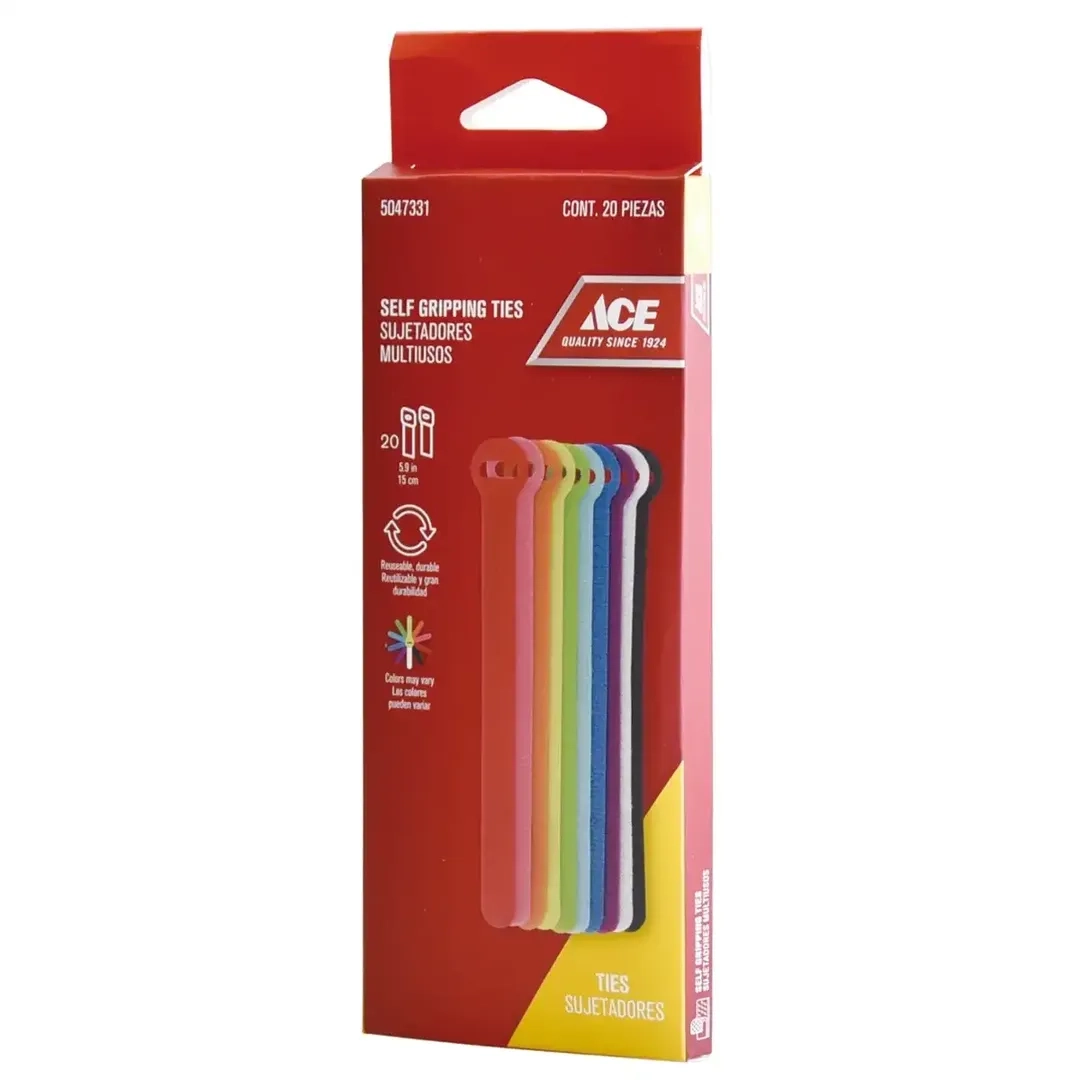 ACE Multicolored Self-Gripping Cable Ties Pack (15 x 2 cm, 20 Pc.)
