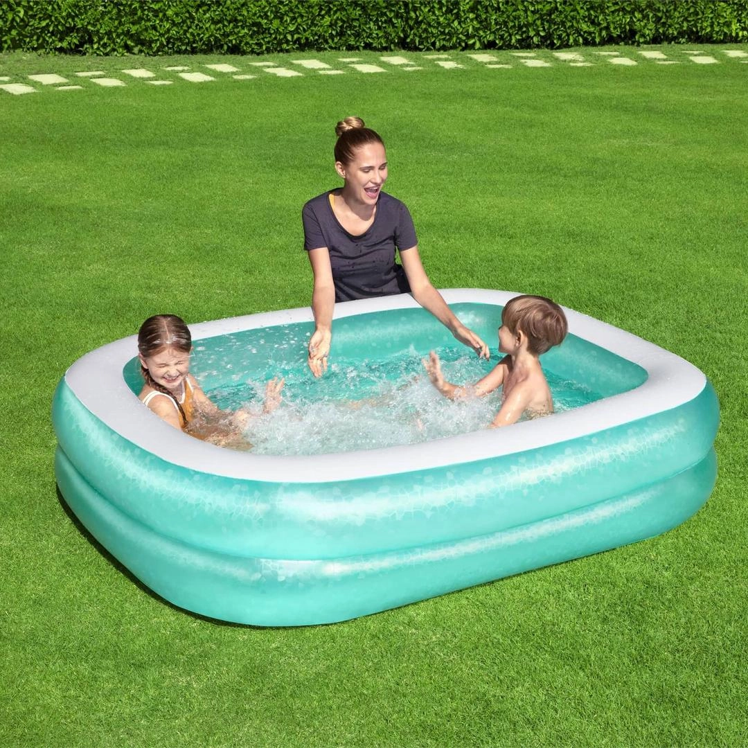 Bestway Rectangular Inflatable Family Pool (200.6 x 175.2 x 50.8 cm, Blue/White)