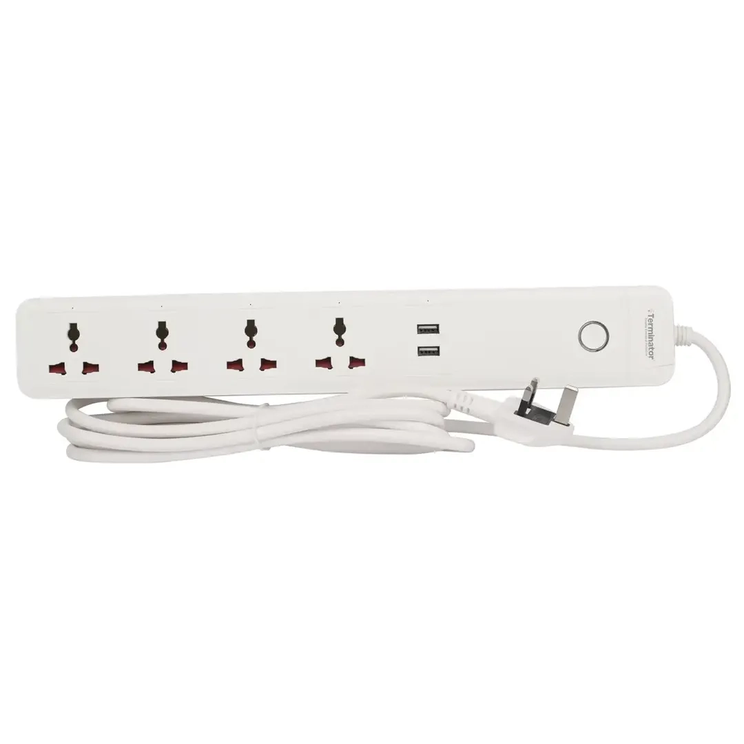 Terminator 4 Way Smart Extension Socket (2USB, 3 m)