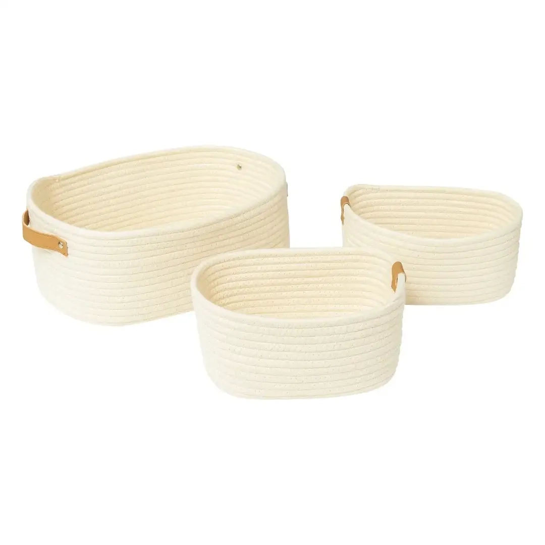 5Five Bathroom Organizer Basket (Beige, 3 Pc.)