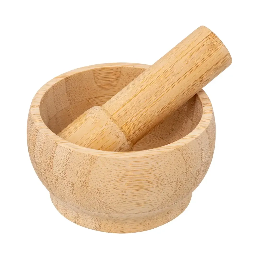 5Five Bamboo Mortar & Pestle (L. 11.5 x D. 11.5 x H. 6 cm)