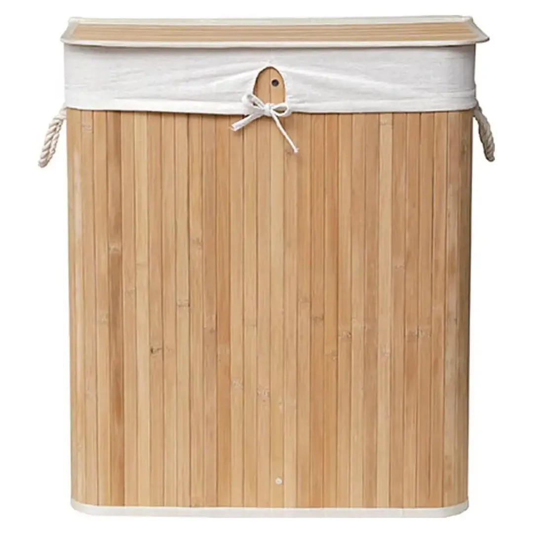 Tendance Bamboo/Linen Foldable Laundry Basket (White, 52 x 32 x 63 cm)