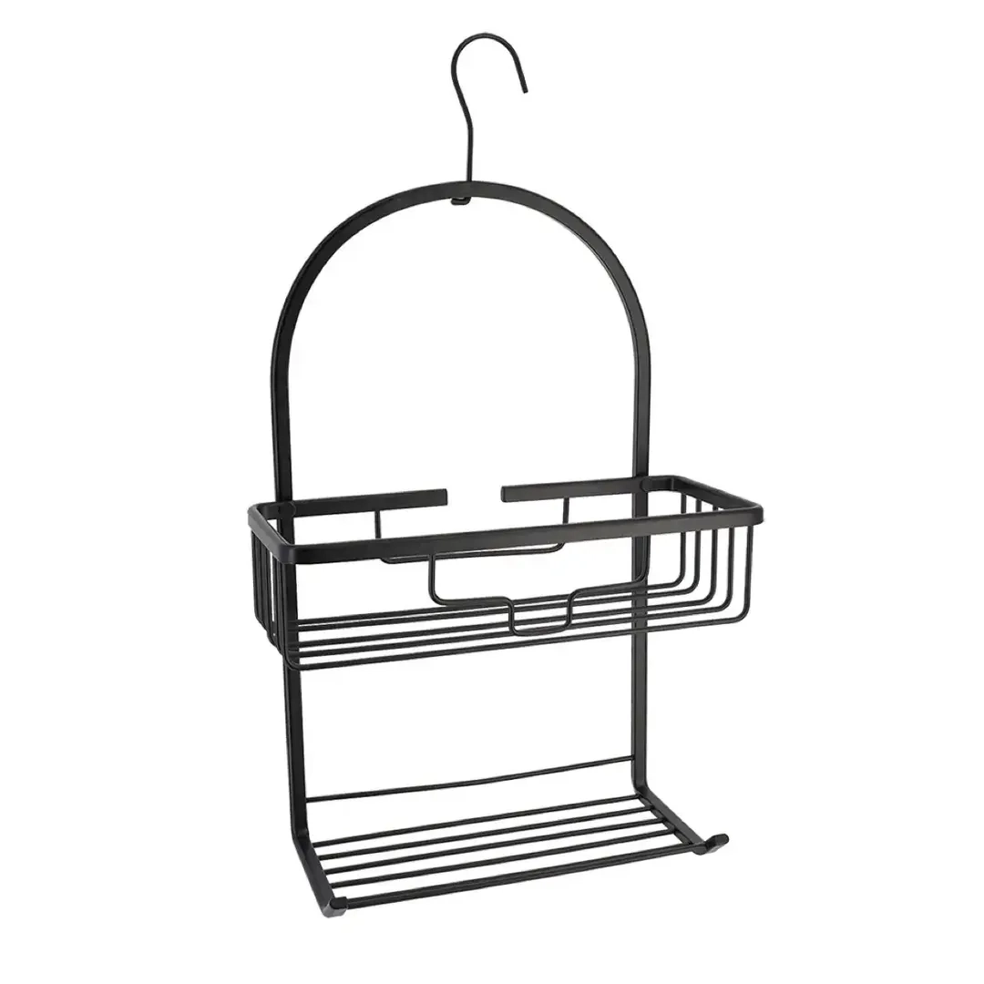 Tendance Aluminum Shower Caddy with Hook (28 x 12.5 x 49.5 cm, Black)