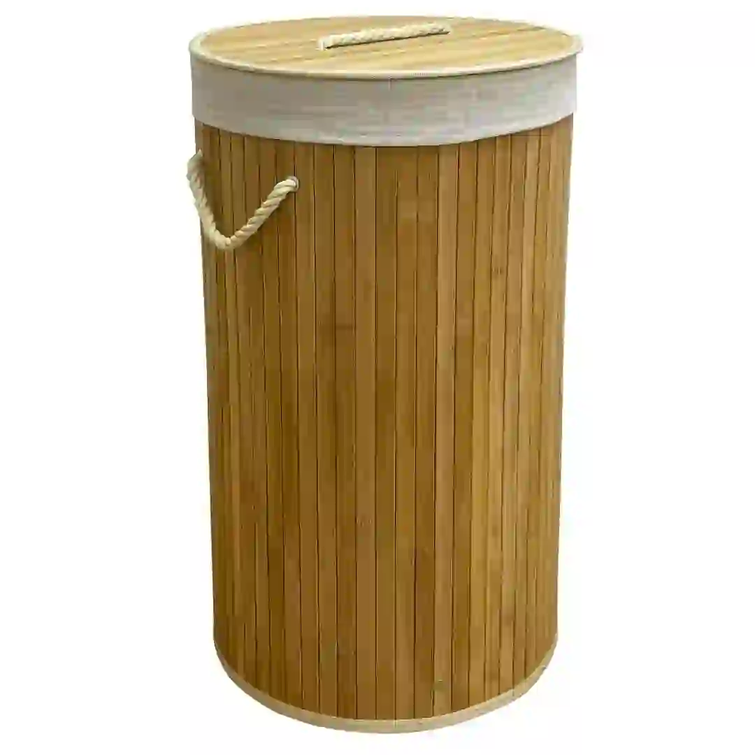 Tendance Foldable Bamboo Laundry Basket (35 cm, Natural)