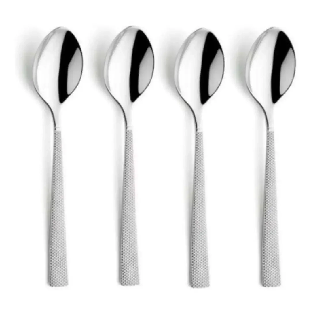 Amefa Jewel Stainless Steel Mocca Spoons (Silver, 4 Pc.)