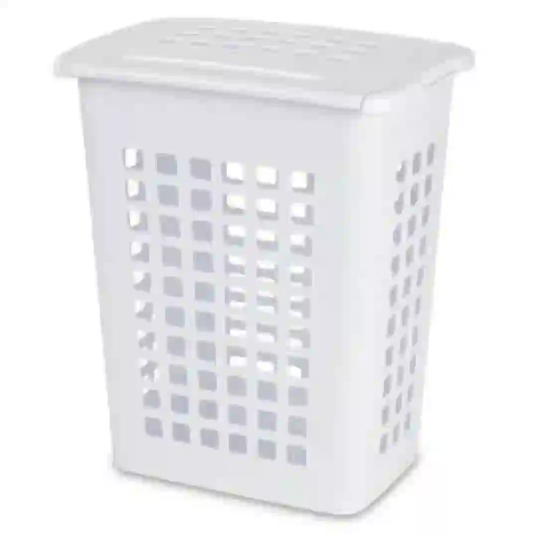 Sterilite 12177906 Plastic Lifttop Laundry Hamper (White)