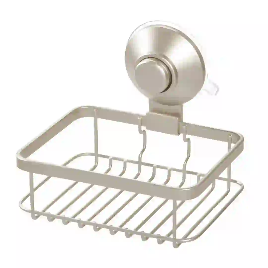 InterDesign Everett Push Lock Suction Soap Dish (13.21 x 10.8 x 11.87 cm)