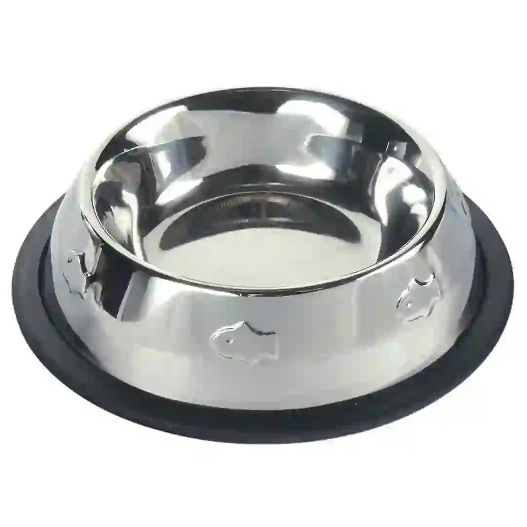 Trixie Fish Print Embossed Stainless Steel Cat Bowls (200 ml)