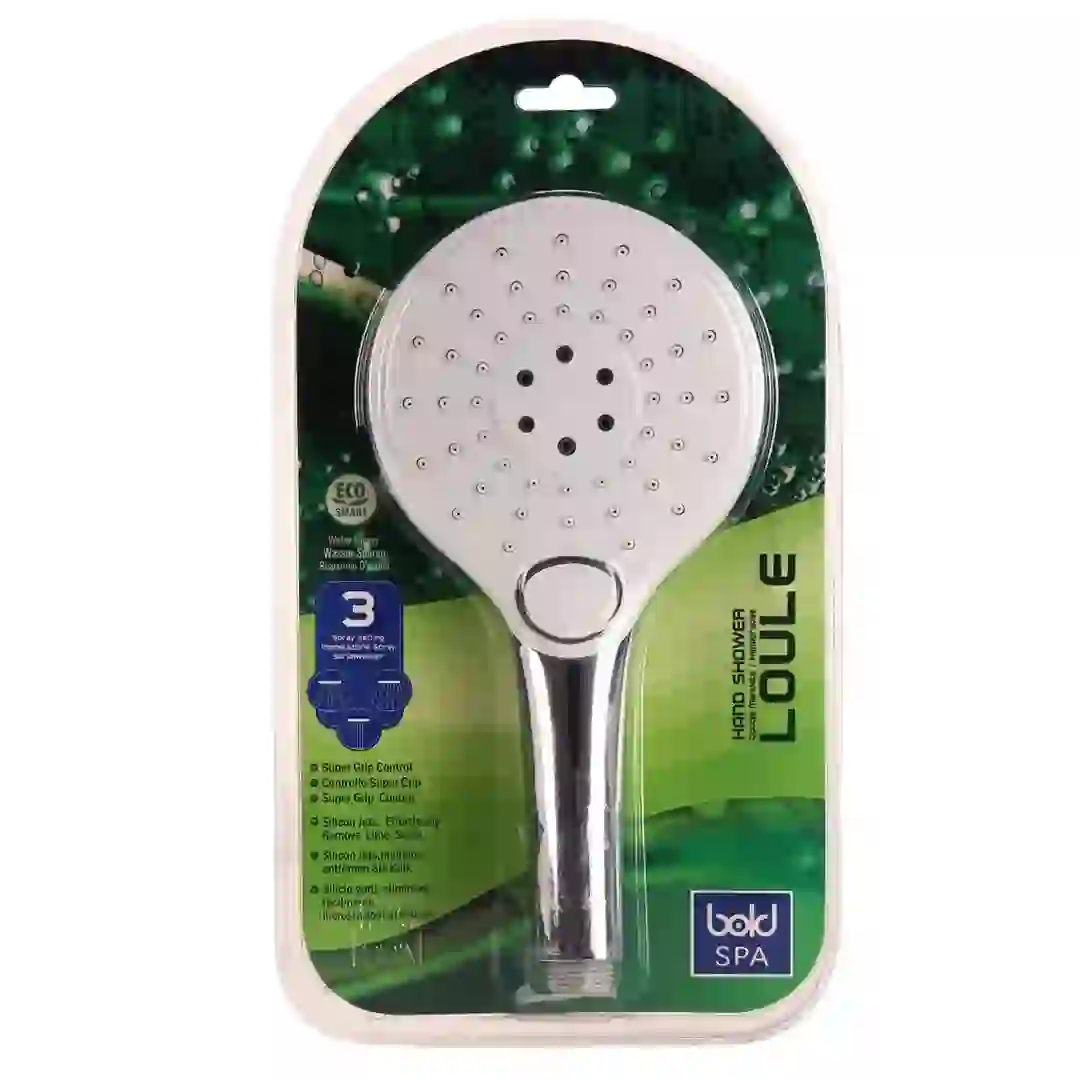 Bold Loule 3 Jets Hand Shower W/Stop, Drop, Bracket & Hose (Silver)