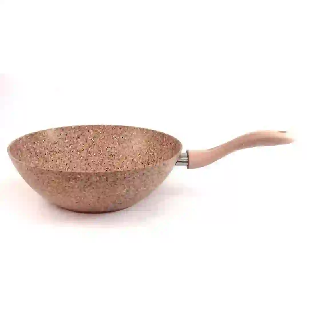 Home Maker Granitec Wok Pan (Pink, 28 cm)