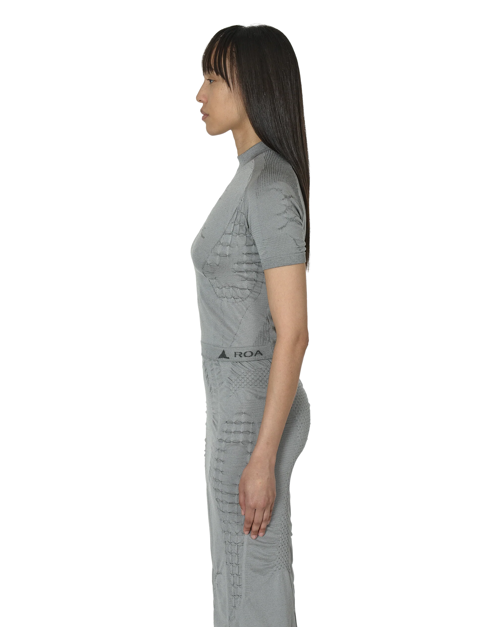 3d Knit Crop T Shirt Grey Black