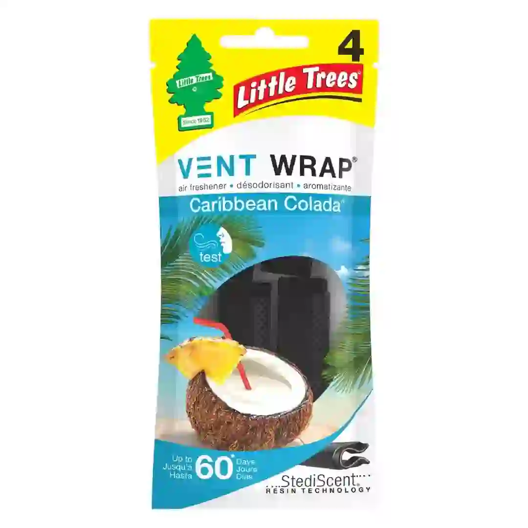 Little Trees Vent Wrap Car Air Freshener (Caribbean Colada, Pack of 4)