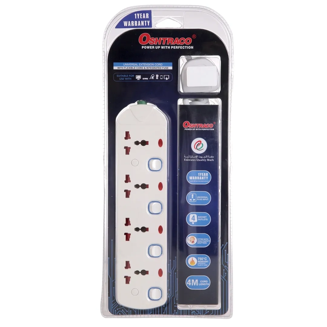 Oshtraco 4-Socket Extension Lead (4 m)