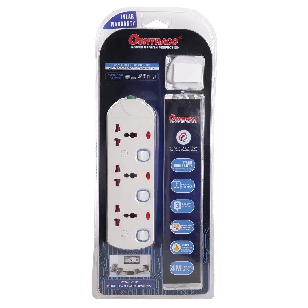 Oshtraco 3-Socket Extension Lead (4 m)