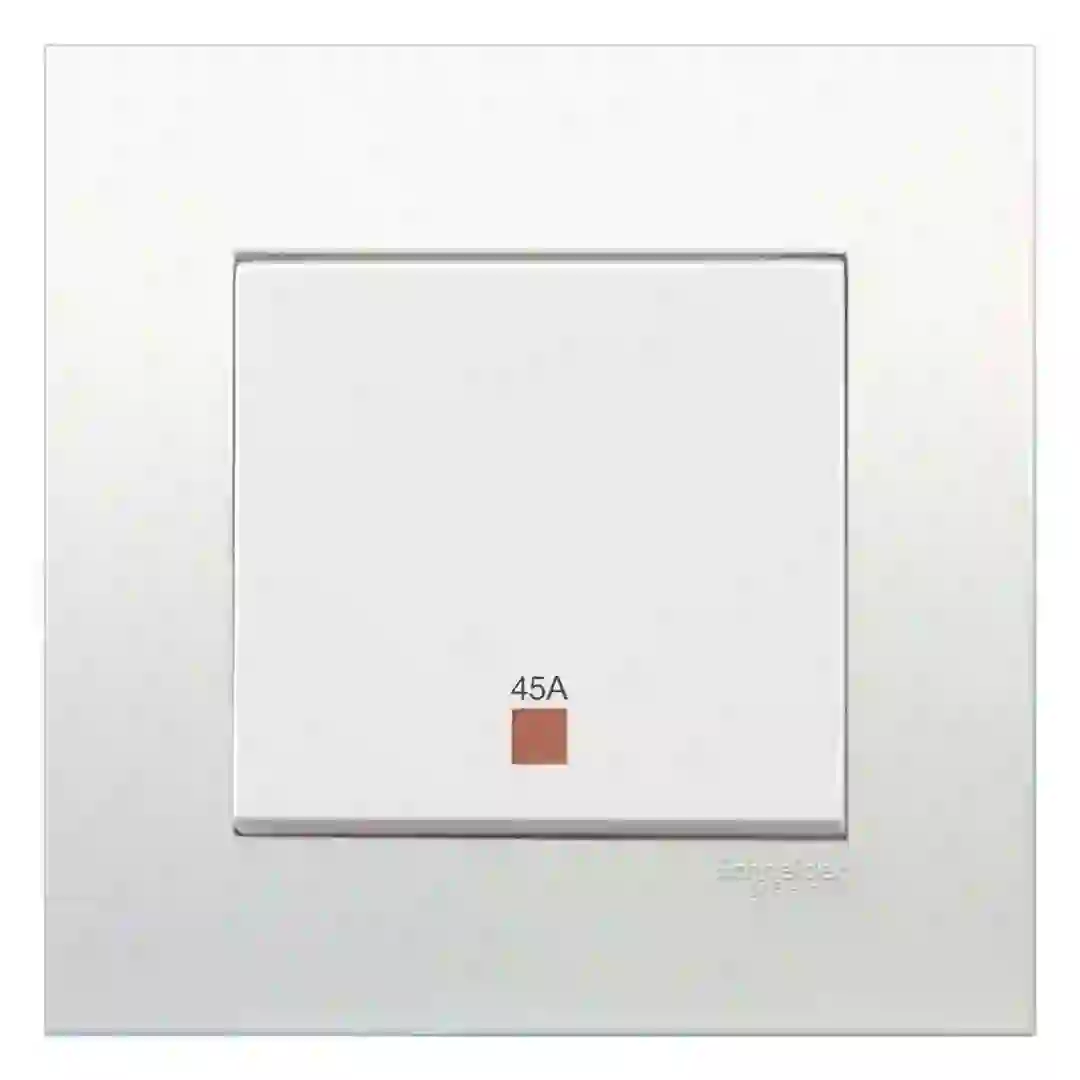 Schneider Electric Vivace 1 Gang 2-Pole Switch W/ Neon Indicator (8.7 x 8.6 x 3.7 cm, 250 VAC, 45 A)
