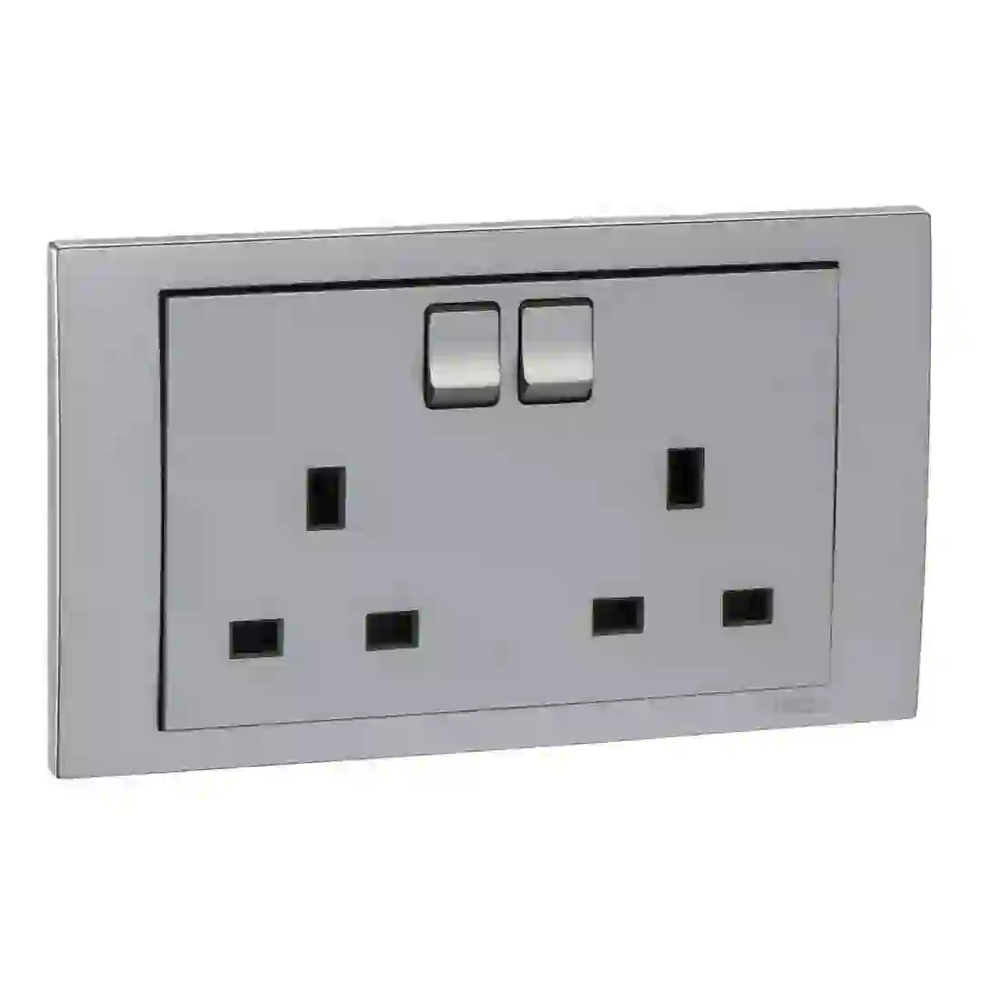 Schneider Electric Vivace 2 Gang Switched Socket (14.8 x 8.7 x 3.5 cm, 250 VAC, 13 A)