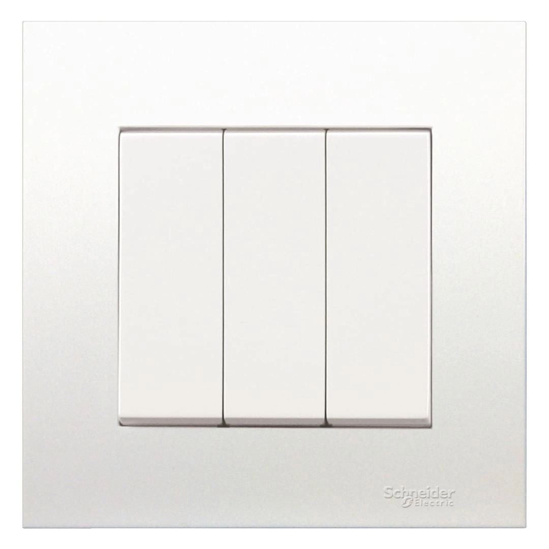 Schneider Electric Vivace 3 Gang 2 Way Switch (8.7 x 8.7 x 3.5 cm, 250 VAC)