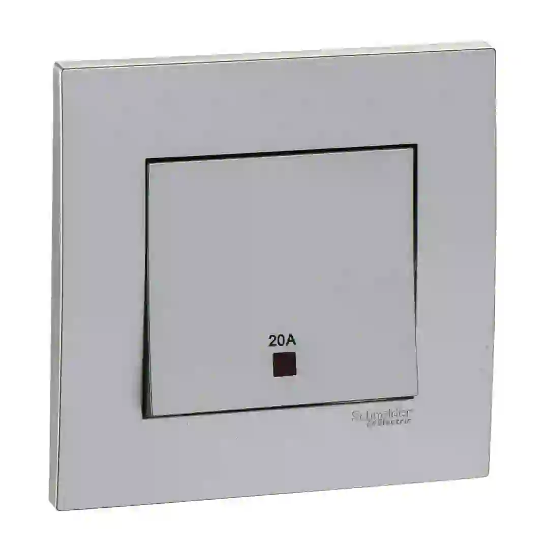 Schneider Electric Vivace 1 Gang 2-Pole Switch W/ Neon Indicator (8.7 x 8.7 x 3.5 cm, 250 VAC, 20 A)