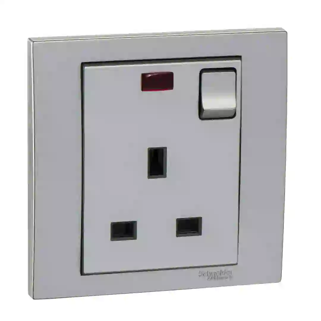 Schneider Electric Vivace 1 Gang Switched Socket W/ Neon Indicator (8.7 x 8.7 x 3.5 cm, 250 VAC)
