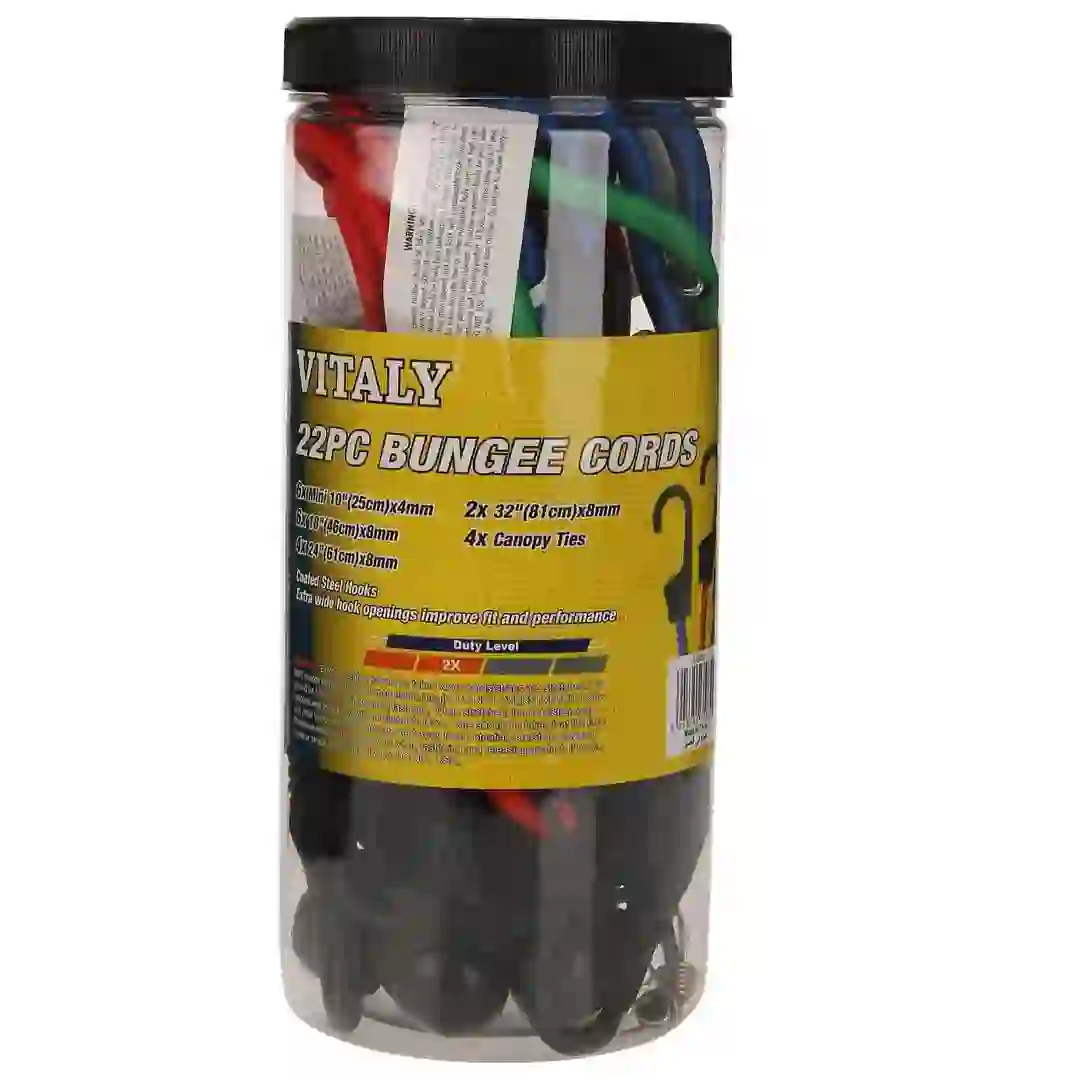 Vitaly Bungee Cords W/Canopy Ties Pack (22 Pc.)