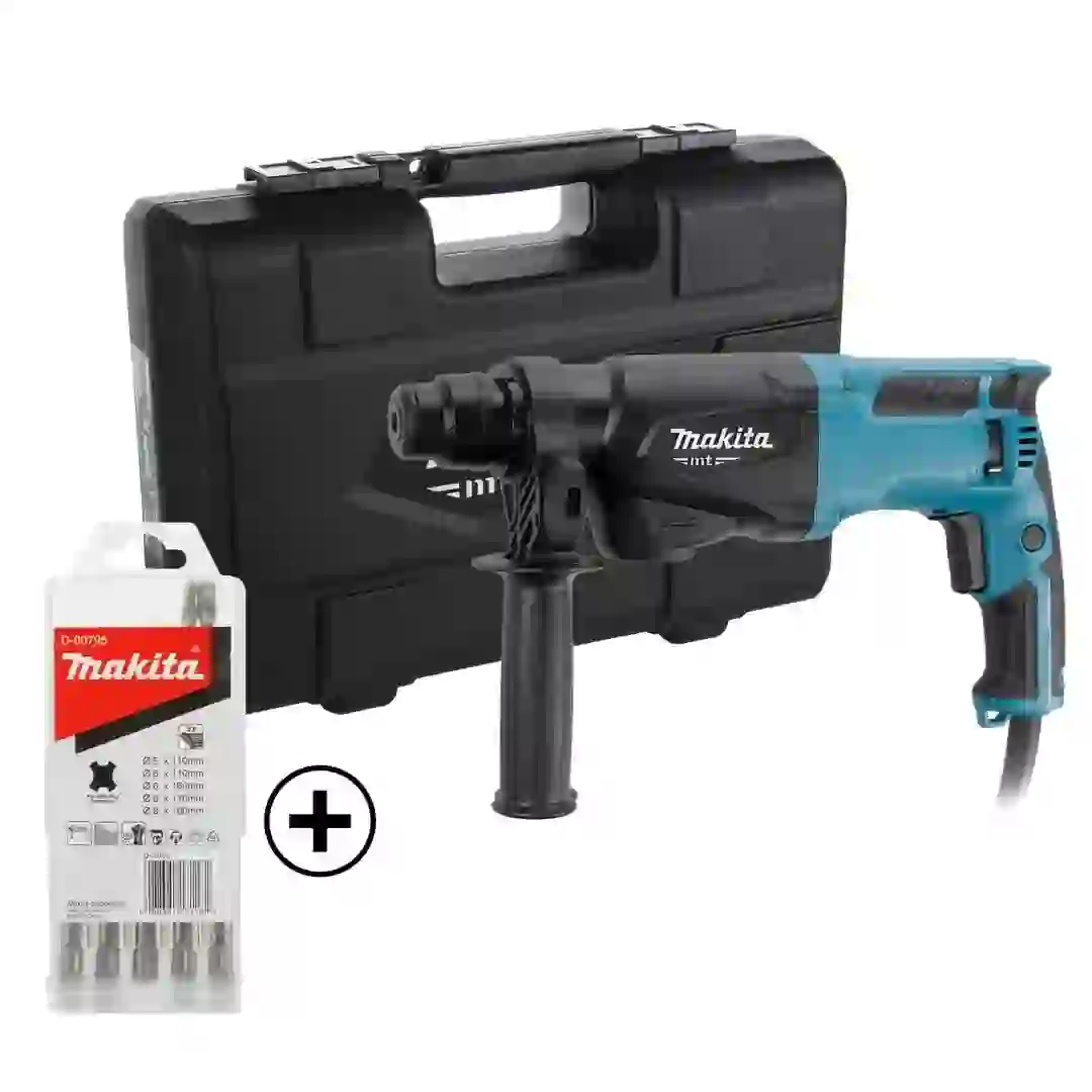 Makita MT Rotary Hammer Drill Kit, M8700B (710 W) + Bits