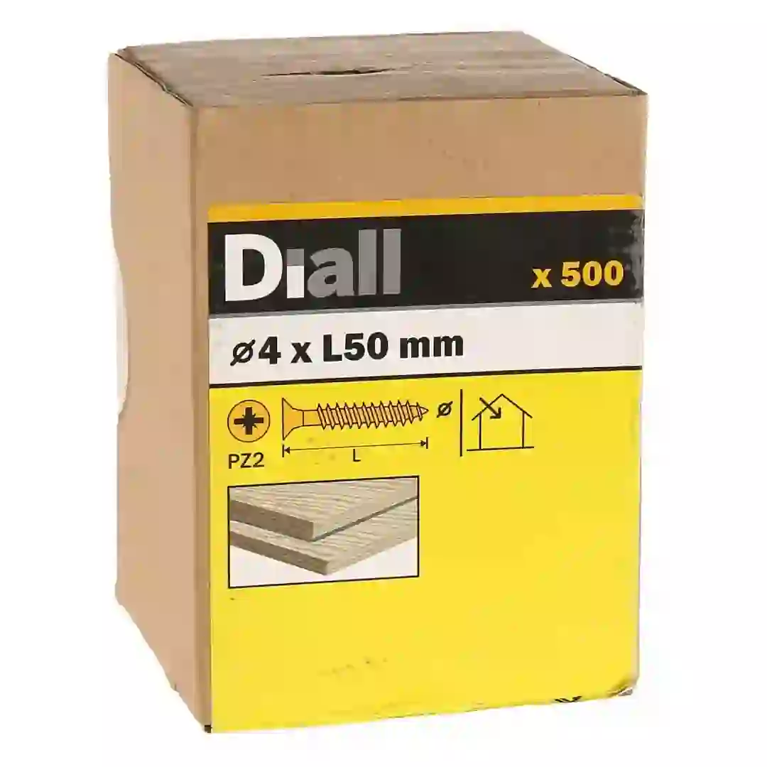 Diall Carbon Steel Wood Screw Pack (4 x 50 mm, 500 Pc.)