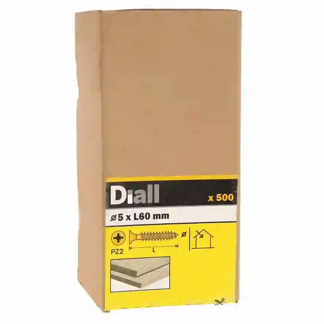 Diall Carbon Steel Wood Screw Pack (5 x 60 mm, 500 Pc.)