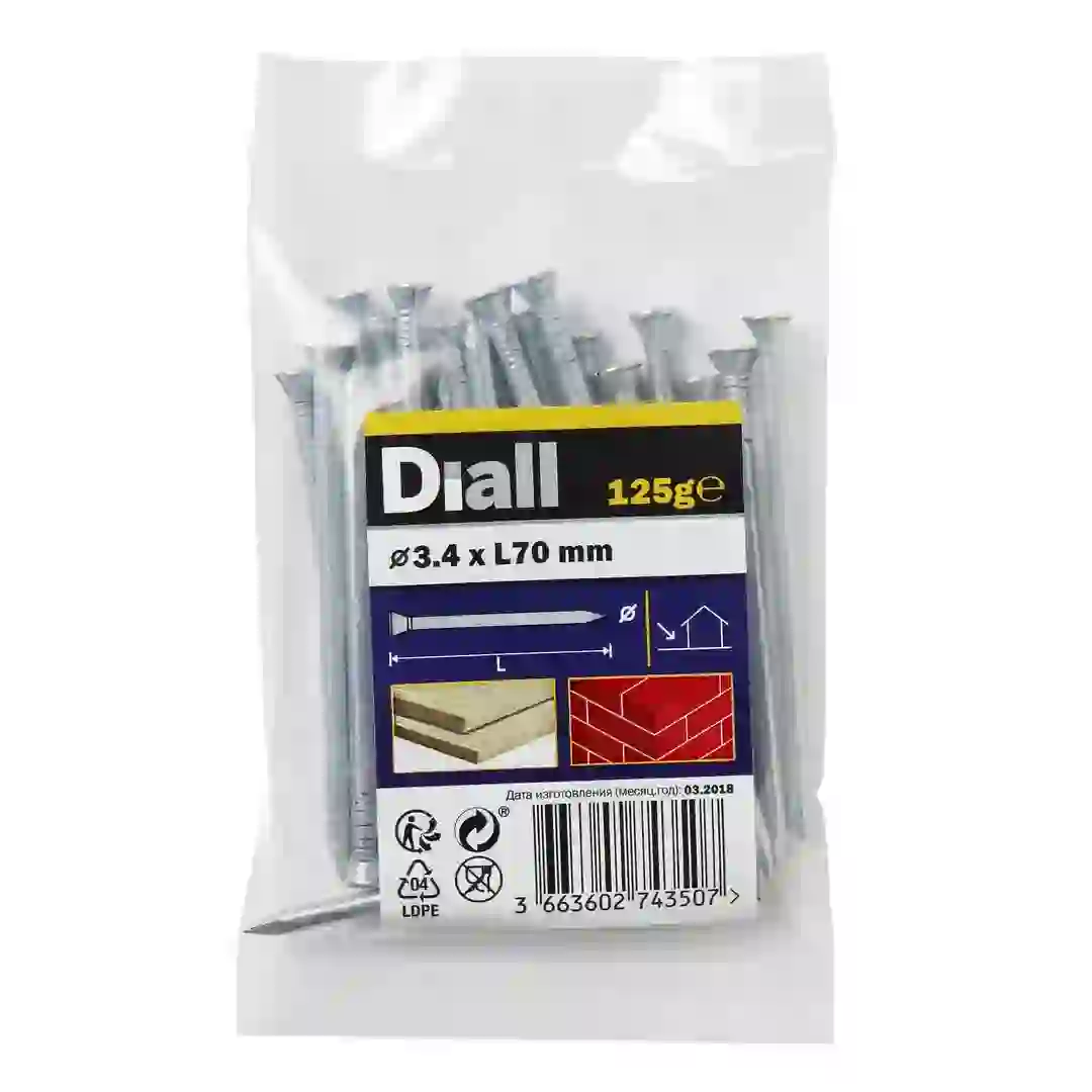 Diall Galvanised Carbon Steel Masonry Nail Pack (3.4 x 70 mm)