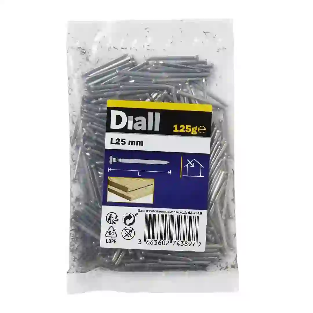 Diall Carbon Steel Plain Oval Nail Pack (25 mm, 125 g)