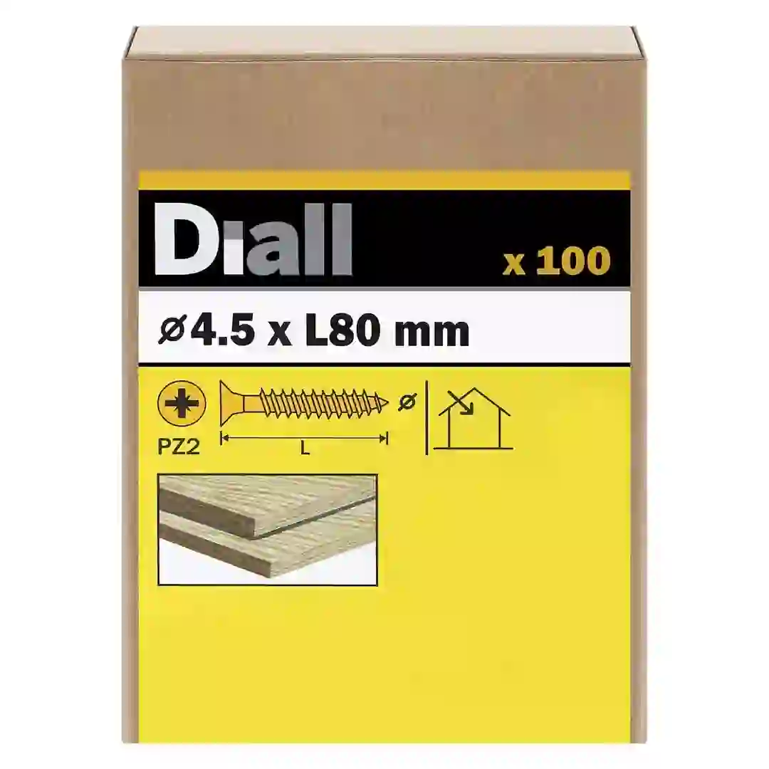 Diall Zinc-Plated Carbon Steel Wood Screw Pack (4.5 x 80 mm, 100 Pc.)