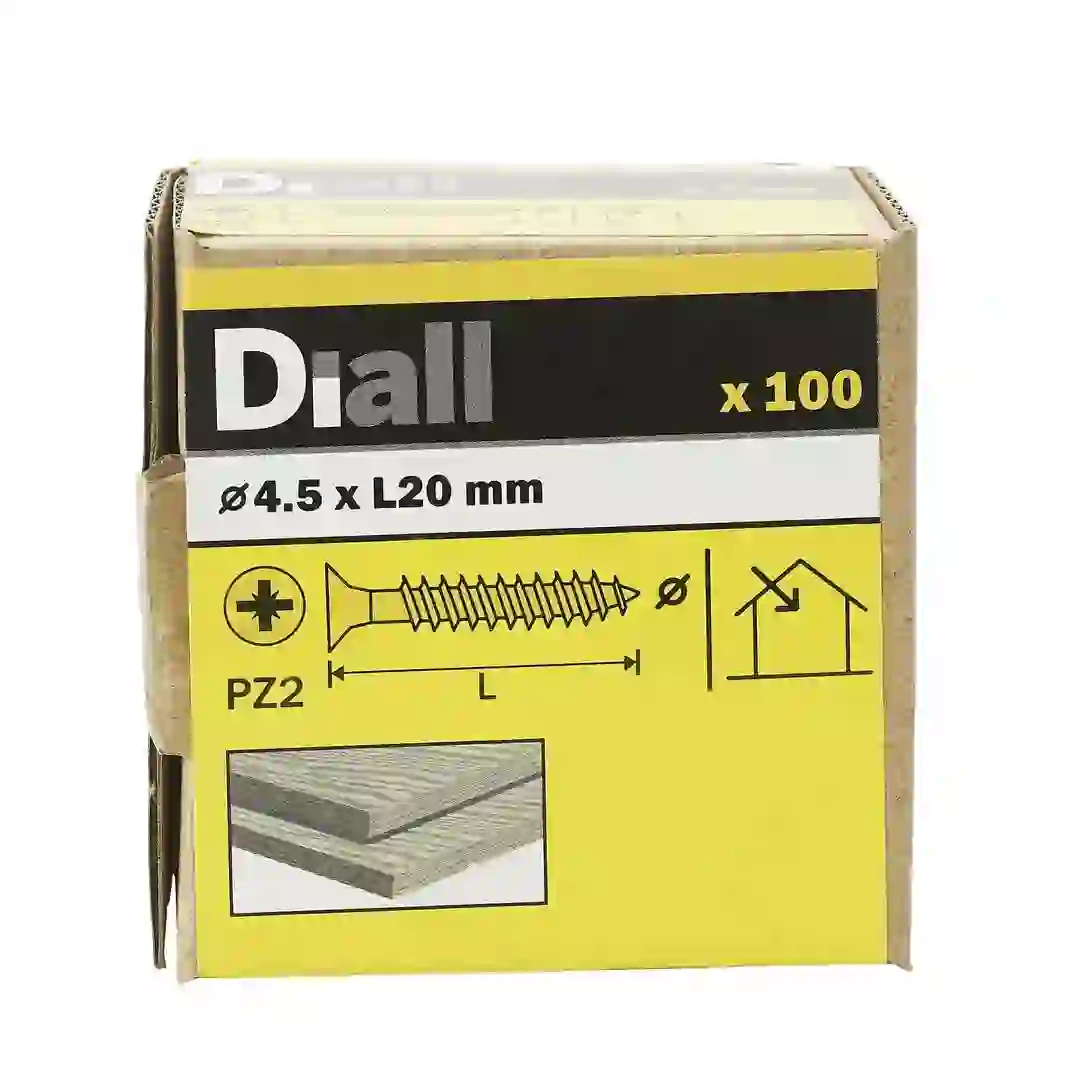 Diall Zinc-Plated Carbon Steel Wood Screw Pack (4.5 x 20 mm, 100 Pc.)