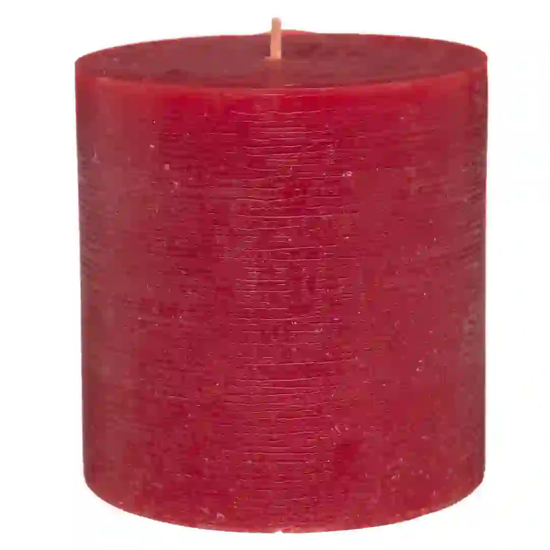 Comptoir de la Bougie Olia Rustic Wax Pillar Candle (10 x 10 cm, Red)