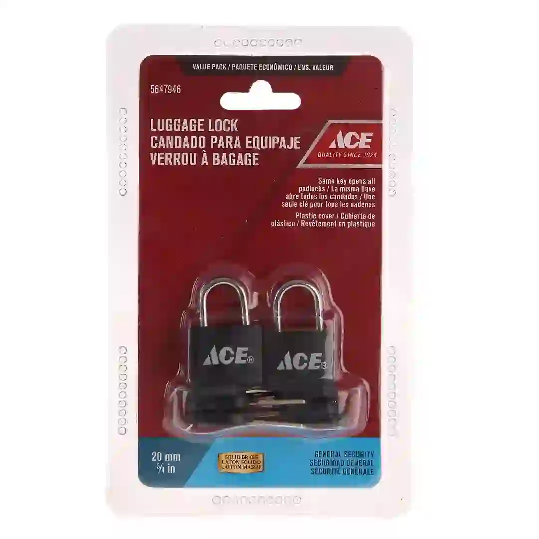 ACE Solid Brass Luggage Lock Pack (20 mm, 2 Pc.)