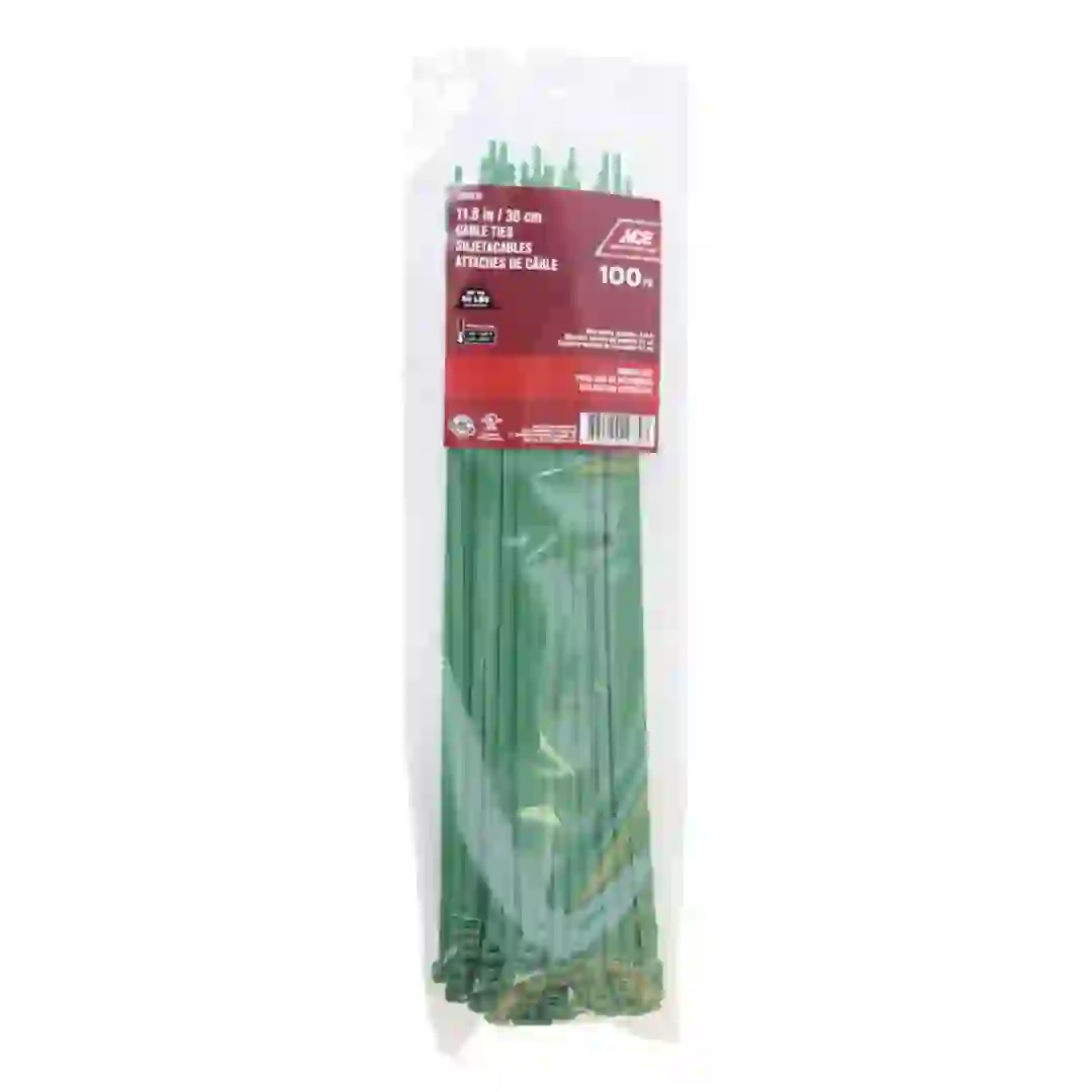 ACE Polypropylene Cable Tie Pack (30 cm, 100 Pc., Green)